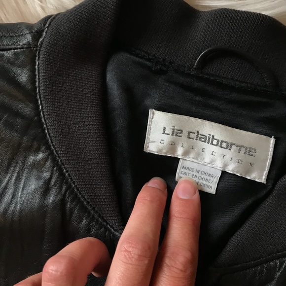 Vintage Liz Claiborne Leather Bomber Jacket - Picture 2 of 4